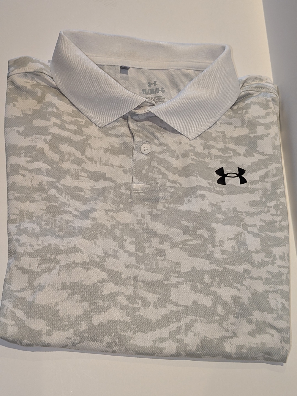 Under Armour Boys White & Light Gray Camo Polo